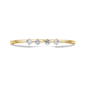 Ivana Jewels Bracelets Yellow Gold / 14KT Diamond Bangle with Five Stone Design