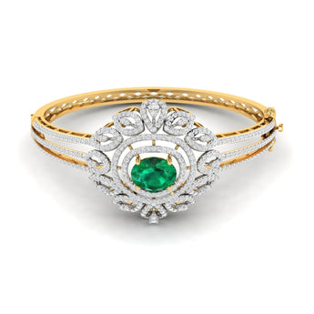 Ivana Jewels Bracelets Yellow Gold / 14KT Elegant Emerald Diamond Bangle