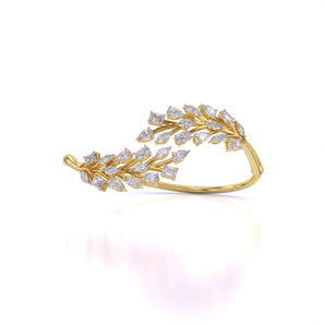 Ivana Jewels Bracelets Yellow Gold / 14KT Fancy Shape Diamonds Leaf style Bangle