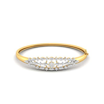 Ivana Jewels Bracelets Yellow Gold / 14KT Floral Pattern Diamond Bangle