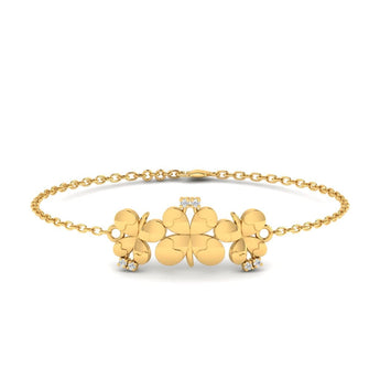 Ivana Jewels Bracelets Yellow Gold / 14KT Four Leaf Clover Bracelet with Diamonds