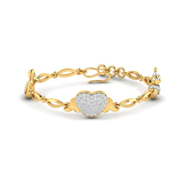 Ivana Jewels Bracelets Yellow Gold / 14KT Gold Heart Bracelet with Pave Diamonds