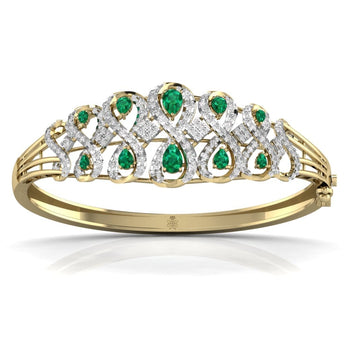 Ivana Jewels Bracelets Yellow Gold / 14KT Green Pear Shape Diamond Bangle For Her