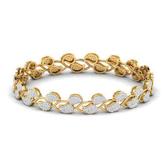 Ivana Jewels Bracelets Yellow Gold / 14KT Leaf Design Diamond Bangle