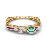 Ivana Jewels Bracelets Yellow Gold / 14KT Oval Cabochon Diamond Bangle