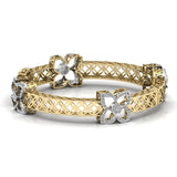 Ivana Jewels Bracelets Yellow Gold / 14KT Round Cut Diamond Flower Bangle