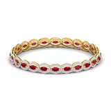 Ivana Jewels Bracelets Yellow Gold / 14KT Ruby and Diamond Oval Link Bracelet in Gold