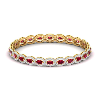 Ivana Jewels Bracelets Yellow Gold / 14KT Ruby and Diamond Oval Link Bracelet in Gold