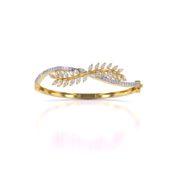 Ivana Jewels Bracelets Yellow Gold / 14KT Sterling Leaf Design Twist Bangle