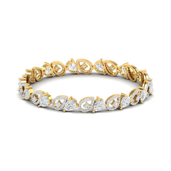 Ivana Jewels Bracelets Yellow Gold / 14KT Textured Diamond Bracelet
