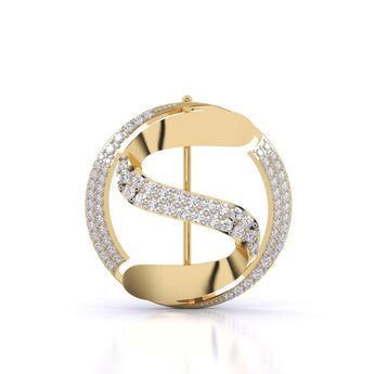 Ivana Jewels Brooch Yellow Gold / 14KT Sparkling Letter Brooch
