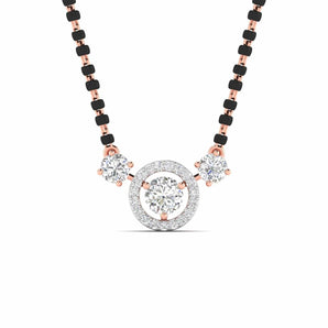 Ivana Jewels Chain Pendant Rose Gold / 14KT Luxurious Black Bead Mangalsutra with Triple Diamond Pendant