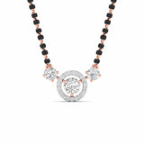 Ivana Jewels Chain Pendant Rose Gold / 14KT Luxurious Black Bead Mangalsutra with Triple Diamond Pendant