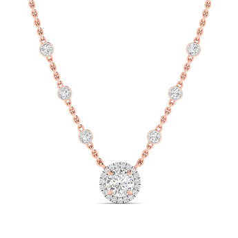 Ivana Jewels Charms & Pendant Rose Gold / 14KT Diamond Bezel Necklace