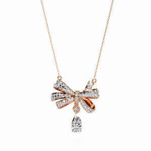 Ivana Jewels Charms & Pendant Rose Gold / 14KT Graceful Bow and Stone Pendant
