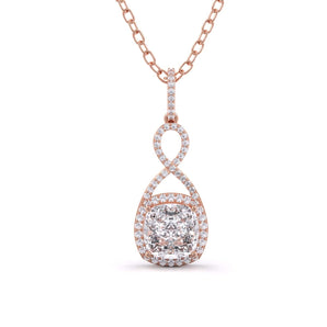 Ivana Jewels Charms & Pendant Rose Gold / 14KT Halo CUSHION Diamond Pendant