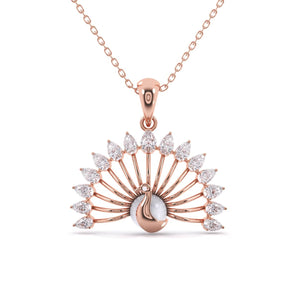 Ivana Jewels Charms & Pendant Rose Gold / 14KT Peacock Style Pear Shape Diamonds Pendant