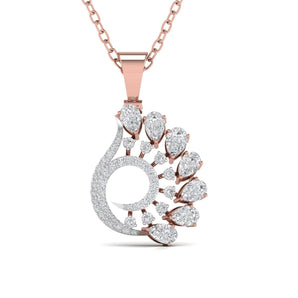 Ivana Jewels Charms & Pendant Rose Gold / 14KT Pear Shape Diamonds Peacock Style Pendant For Her