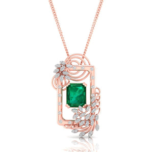 Ivana Jewels Charms & Pendant Rose Gold / 14KT Vivid Emerald and Diamond Pendant
