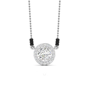 Ivana Jewels Charms & Pendant White Gold / 14KT 80 Pointers Round Cut Solitaire Diamond Halo Mangalsutra