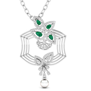 Ivana Jewels Charms & Pendant White Gold / 14KT Fancy Pear Cut Emerald Diamond Stunning Pendant