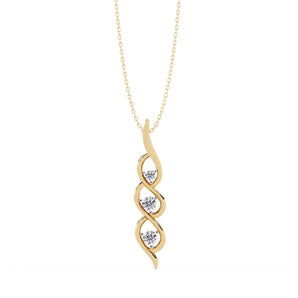 Ivana Jewels Charms & Pendant Yellow Gold / 14KT Three-stone diamond drop Pendant