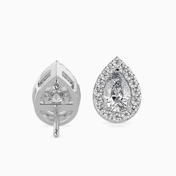Ivana Jewels Earrings 0.30 Carat Each Pear & Round Diamond Halo Stud Earring