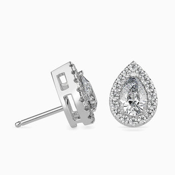 Ivana Jewels Earrings 0.30 Carat Each Pear & Round Diamond Halo Stud Earring