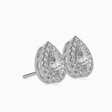 Ivana Jewels Earrings 0.30 Carat Each Pear & Round Diamond Halo Stud Earring