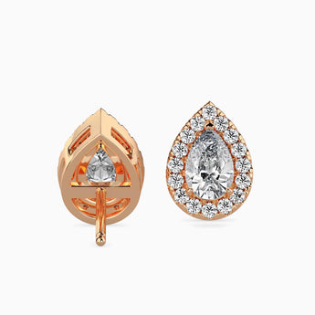 Ivana Jewels Earrings 0.30 Carat Each Pear & Round Diamond Halo Stud Earring