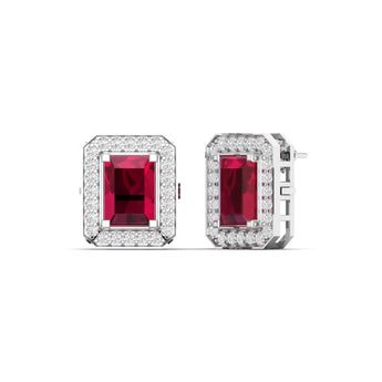 Ivana Jewels Earrings 0.76 Carat Diamond Ruby Gold Stud Earrings