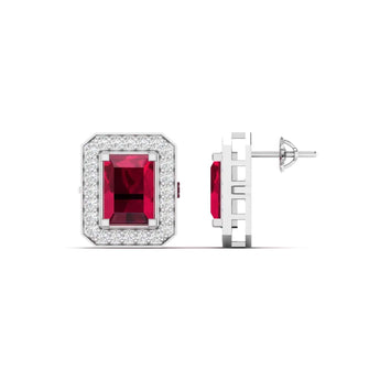 Ivana Jewels Earrings 0.76 Carat Diamond Ruby Gold Stud Earrings