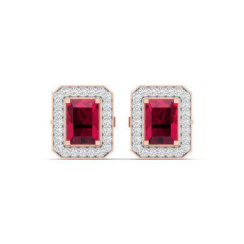 Ivana Jewels Earrings 0.76 Carat Diamond Ruby Gold Stud Earrings