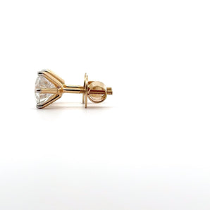 Ivana Jewels Earrings 1.02 Carat Each Round Cut Solitaire Diamond 6-Prong Setting Earring