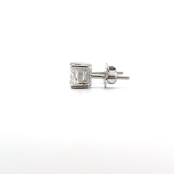 Ivana Jewels Earrings 1.03 carat Each Princess Solitaire Diamond 4-Prong Basket Setting Stud Earring