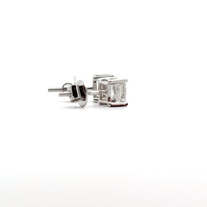 Ivana Jewels Earrings 1.03 carat Each Princess Solitaire Diamond 4-Prong Basket Setting Stud Earring