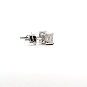 Ivana Jewels Earrings 1.03 carat Each Princess Solitaire Diamond 4-Prong Basket Setting Stud Earring