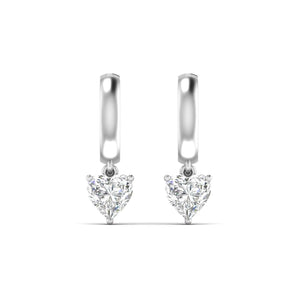 Ivana Jewels Earrings 1.03 Carats Each Heart Shape Diamonds Heartfelt Hoops Earrings