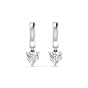 Ivana Jewels Earrings 1.03 Carats Each Heart Shape Diamonds Heartfelt Hoops Earrings