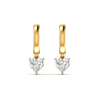 Ivana Jewels Earrings 1.03 Carats Each Heart Shape Diamonds Heartfelt Hoops Earrings