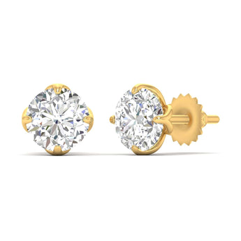 Ivana Jewels Earrings 1.03 Carats Each Round Diamonds 4-Prongs Settings Studs Earring