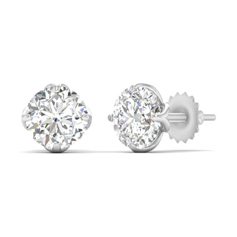 Ivana Jewels Earrings 1.03 Carats Each Round Diamonds 4-Prongs Settings Studs Earring