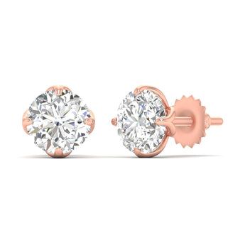 Ivana Jewels Earrings 1.03 Carats Each Round Diamonds 4-Prongs Settings Studs Earring