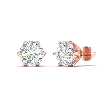 Ivana Jewels Earrings 1.06 Carats Each Round Diamonds 6-prongs Setting Studs Earrings