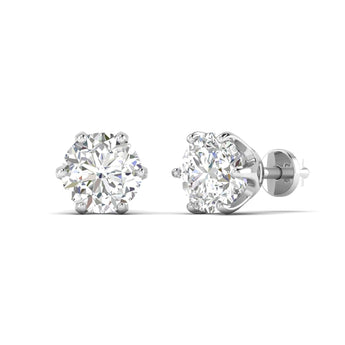 Ivana Jewels Earrings 1.06 Carats Each Round Diamonds 6-prongs Setting Studs Earrings