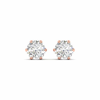 Ivana Jewels Earrings 1.06 Carats Each Round Diamonds 6-prongs Setting Studs Earrings