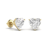 Ivana Jewels Earrings 1.5 Carats Each Heart Shape Solitaire Diamond Three Prong Martini Setting Studs Earring