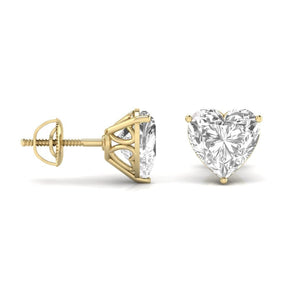 Ivana Jewels Earrings 1.5 Carats Each Heart Shape Solitaire Diamond Three Prong Martini Setting Studs Earring