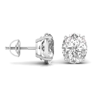 Ivana Jewels Earrings 1.5 Carats Each Oval Shape Solitaire Diamond 4-Prong Setting Studs Earring