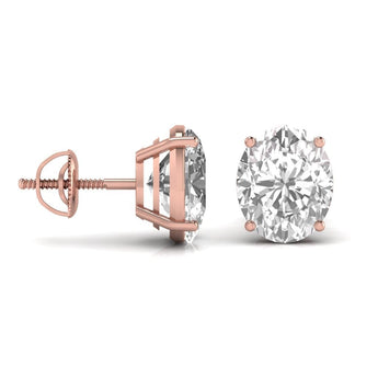 Ivana Jewels Earrings 1.5 Carats Each Oval Shape Solitaire Diamond 4-Prong Setting Studs Earring
